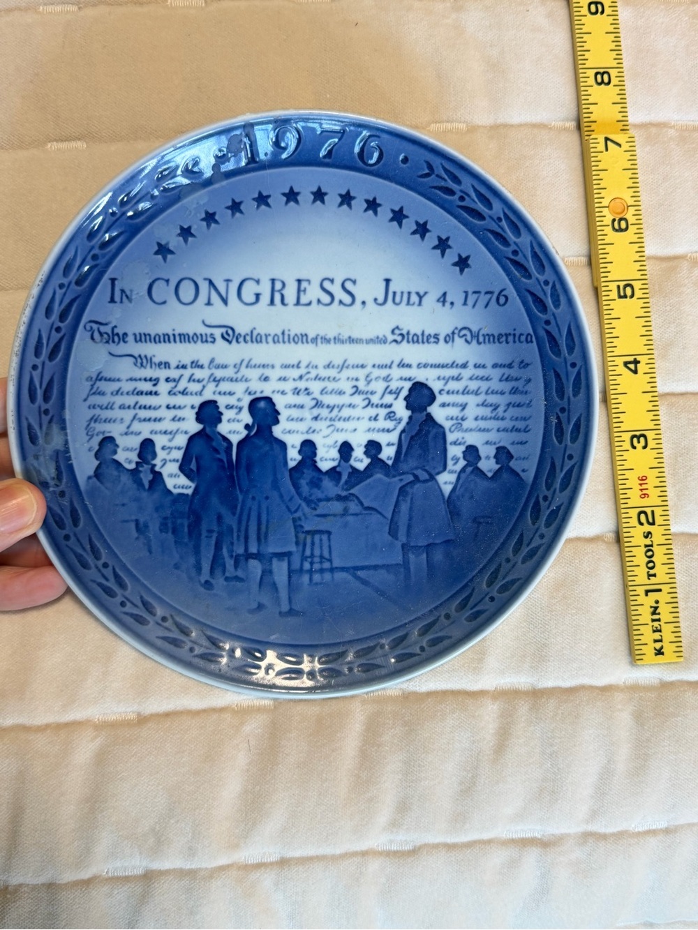 Blue Commemorative July 4, 1776 Decorative Plate